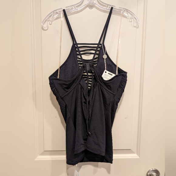 Seafolly Women's Black Solid Strappy Singlet Tankini Swim Top - Picture 6 of 8